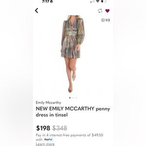 NEW EMILY MCCARTHY penny dress in tinsel